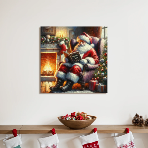 Cozy Hearthside Stories: Santa's Christmas Tales - Wrapped Canvas