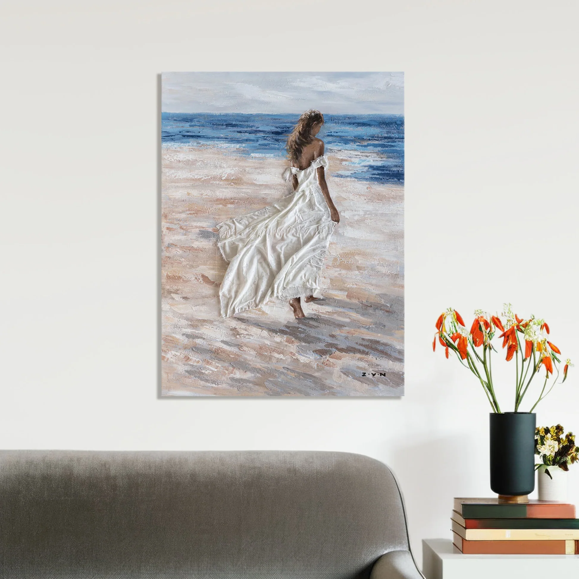 "Barefoot Girl On The Beach" Painting Print - Image 2