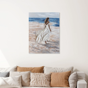 "Barefoot Girl On The Beach" Painting Print