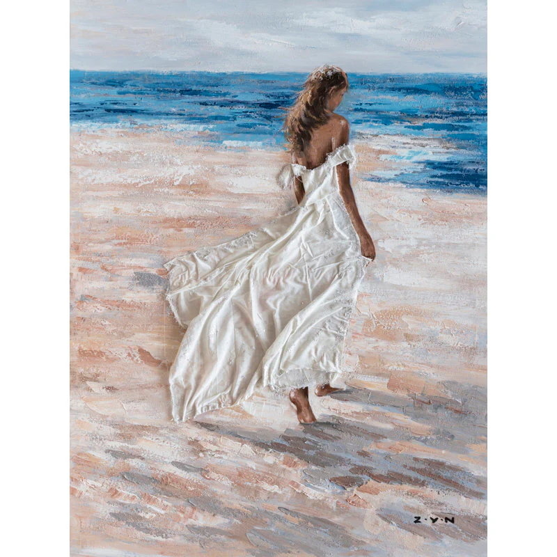 "Barefoot Girl On The Beach" Painting Print - Image 3